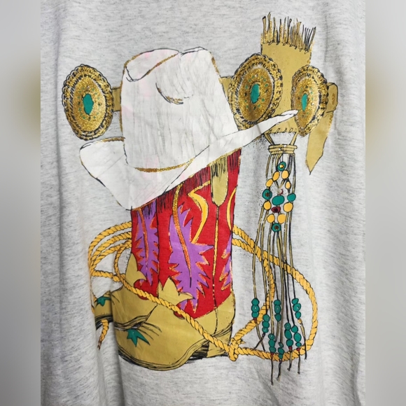 Vintage Western Cowboy Fruit of the Loom Best Single Stitch Size Large* Gray - Picture 1 of 9